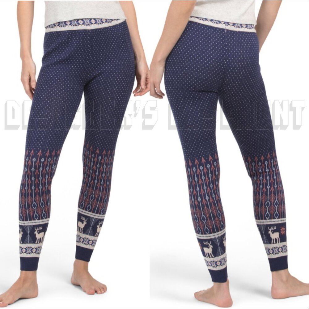 Free People M Intimately FP Falala Midnight Combo Fair Isle deer sweater Legging - Picture 5 of 10